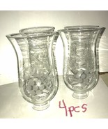 4 Etched Grapes Glass Hurricane Chimney Light Shade Vintage Lovely 1.75”... - $1,015.13 MXN