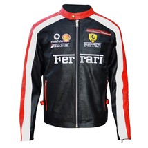 Ferrari F1 Racing Black Jacket Cowhide Leather Formula Men&#39;s Raceway Motorcycle - £109.82 GBP