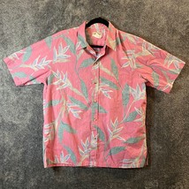 Cooke Street Vintage Hawaiian Shirt Mens XL Pink Leaves Button Up USA Made Beach - £9.94 GBP