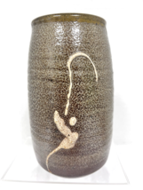 Artist Studio Pottery Clay Textured Brown Drip Raised Design Vase J Procter - $49.01