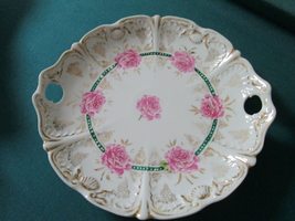 German Round Tray Gold Roses 10 1/2&quot; [B48] - £34.44 GBP