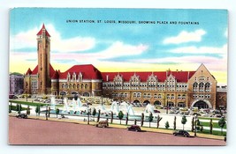 Postcard St. Louis Missouri Union Station Train Depot Fountain Aloe Plaza View   - £5.51 GBP