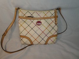 Coach Peyton Tattersall Ivory Coated Canvas Crossbody Bag F21904 *Authenticated* - £26.78 GBP