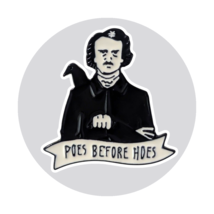 Book Literature Spooky Season Enamel Pin: Edgar Allen Poe and Raven - $19.90