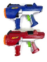 Lot of 2 NERF Dart Tag Hyperfire Barrel Gun 10 Dart Blasters Blue Red (B) - £15.65 GBP