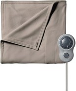 Sunbeam Full Size Electric Fleece Heated Blanket Mushroom w 10 Heat Sett... - £68.99 GBP