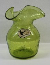 Vintage Hand Blown Green Swirl Glass Vase 4-1/2&quot; Tall from Jamestown VA - £7.86 GBP