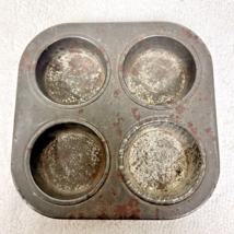 Vintage Dollhouse Child Toy Miniature Kitchen Cooking Metal 4 Muffin Tin... - $14.36