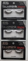 3X ARDELL Faux Mink Fauxmink Eyelashes Wispies Black Strip Lashes - £9.34 GBP