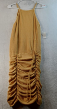 Free People Tank Dress Womens Small Golden Cotton Ruched Sleeveless Round Neck - £23.00 GBP