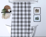 Grey and White Buffalo Check Shower Curtain, Plaid Shower Curtain with B... - £15.88 GBP