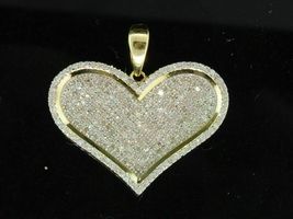 Ladies 1.80Ct Round Cut Diamond 14K Yellow Gold Over Love Heart Pave Pendant - £85.61 GBP