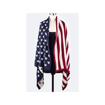 New 100% Acrylic Knit Patriotic American Flag Thick Wrap Scarf Shawl 4th of July - £19.01 GBP