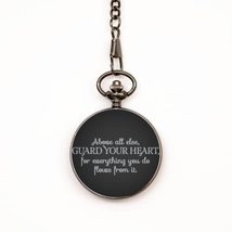 Motivational Christian Pocket Watch, Above All Else, Guard Your Heart, f... - $39.15