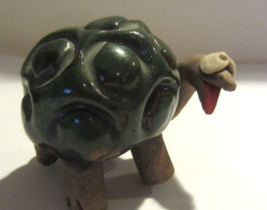 Vintage  Stoneware Pottery Silly Turtle Figurine  Cute signed - $23.42