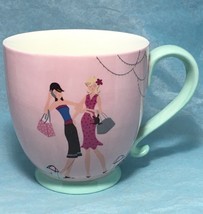 MUG big pedestal coffee tea mug 18 Oz porcelain Pink Mint color &quot;Recharg... - £5.37 GBP