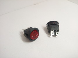 2x Lot Pack Round 23mm 4 Pins 2 Pos 6A 250V 10A 125V AC Red Rocker Button Switch - $10.13