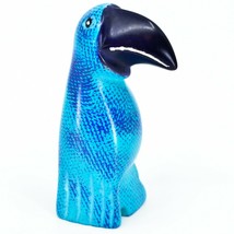 Crafts Caravan Hand Carved Soapstone Blue Purple Toucan Bird 4&quot; Figurine Kenya - £18.98 GBP
