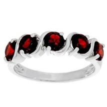 1.00Ctw Round 5-Stone Simulated Garnet Wedding Band Ring 925 Sterling Silver - $56.09