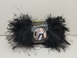 Discontinued Lion Brand Yarn Fun Fur Black Lot #1081 Bulky 100% Polyester 64 yds - $9.99