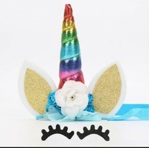 Unicorn Cake Topper Set 5-1/2&quot; Tall X 4&quot; Wide Rainbow USA Seller - £6.32 GBP