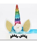 Unicorn Cake Topper Set 5-1/2&quot; Tall X 4&quot; Wide Rainbow USA Seller - £6.32 GBP