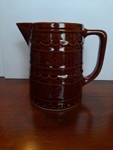 Marcrest Daisy Dot Pitcher  Quart 6&quot; Tall Glazed Oven Proof Stoneware 1960&#39;s - £7.46 GBP