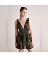 Sabina Musayev Bobo Black Gold Metallic Mini Dress Size Large - $1,634.27 MXN