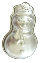 Aluminum Cake Pan Christmas Snowman Small Jello Mold Holiday Holly 11 Inches - £15.56 GBP