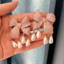 Trendy Cubic Zirconia Big Butterfly Knot Tassel Earring for Women Wedding Luxury - $46.71