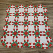VTG Britannica Ring Quilt Holiday Christmas Blanket Throw 64 x 46 Crib C... - $28.70
