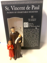 Saint Vincent de Paul 3.5&quot; H Statue, + Biography &amp; Prayer Card, New - £17.38 GBP