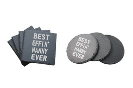 Funny Grandma Gifts Best Effin Nanny Ever Engraved Slate Coasters Set of 4 - $29.99