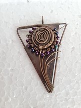 Wire Wrapped Copper Flower Pendant Handmade - £7.01 GBP