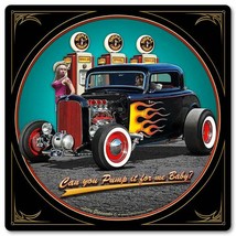 1932 Deuce Coupe Pump It Up with Pin Up by Larry Grossman 12" Square Metal Sign - $30.00