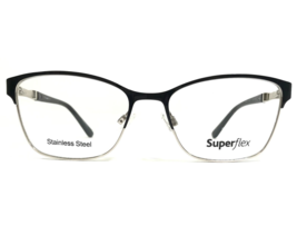 Super Flex Eyeglasses Frames SF-537 S100 Black Silver Cat Eye Square 53-17-135 - £47.59 GBP