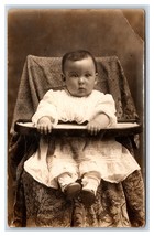 RPPC Adorable Bewildered Baby Sitting in High Chair Studio View UNP Postcard H18 - £2.78 GBP