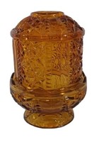 Vintage INDIANA GLASS AMBER FAIRY LAMP Courting Lamp  STARS AND BARS  - $26.72
