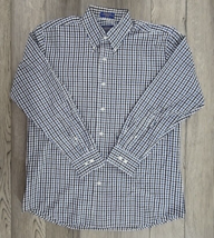 Pendleton Broadway Cloth Wrinkle Resistant Checked Blue &amp; White Shirt - ... - $25.15