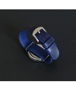 Blue Distressed Leather Watch Strap - Handmade Military Wrist Band Men 1... - $35.00
