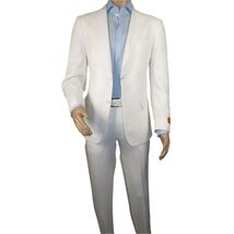 Men's ENZO Linen Spring Summer Suit Light Weight Breathable E58302-1 White image 2
