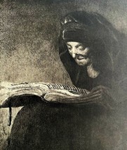 Rembrandt 1944 Mother Reading The Bible Gravure Style Phaidon Art Print DWU9 - £43.95 GBP