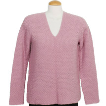 Eileen Fisher Mauve Purple Wool Nylon Boucle V-neck Sweater M - £70.95 GBP