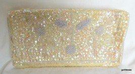 Vintage Evening Clutch Purse Japan with Irridescent White Sequins 8.5 x ... - $29.11