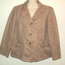 NEW Chico&#39;s 3, XL, Faux Suede Kinsley Jacket Tan Washable Lightweight Buttoned - £50.65 GBP