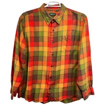 Orvis Plaid Wool Blend Shirt Orange Green XXL Classic Fit Triblend Butto... - £31.59 GBP