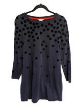 BODEN Womens Dress Flocked Spot Knit Navy Blue Velvet Polka Dot Sz 14 - £15.03 GBP