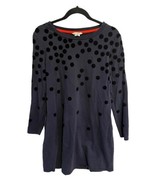 BODEN Womens Dress Flocked Spot Knit Navy Blue Velvet Polka Dot Sz 14 - £15.05 GBP