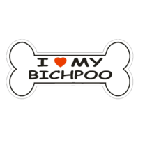 4&quot; love my bichpoo dog bone bumper sticker decal usa made - $26.99