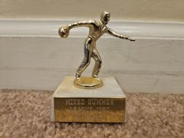 Vintage Men&#39;s Bowling Trophy 3&quot; Marble Base &quot;Hi Single&quot; 80s Era 2&#39;&#39;x2&#39;&#39; ... - $14.24